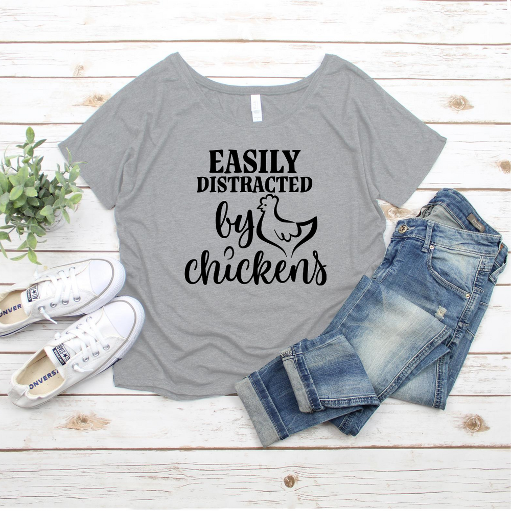 Easily Distracted By Chickens Heather Tee