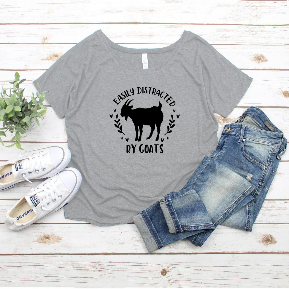 Easily Distracted By Goats Heather Tee