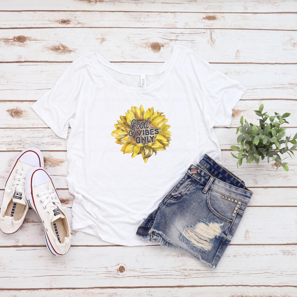 Good Vibes Only Sunflower White Tee